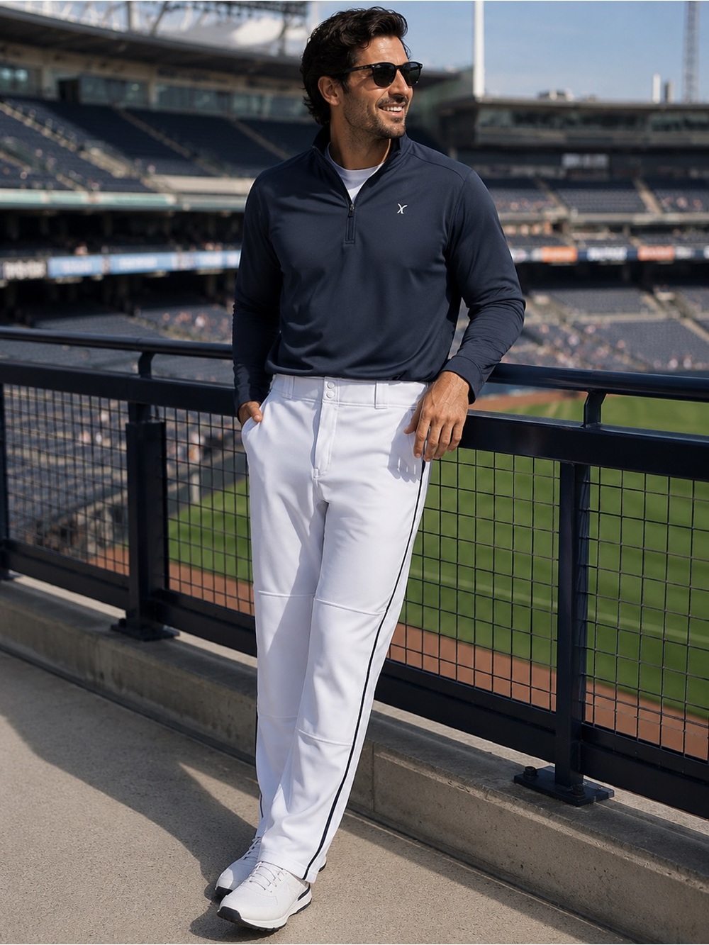 Easton Adult Baseball Pants White Navy Piped Men’s Medium Athletic Fit M